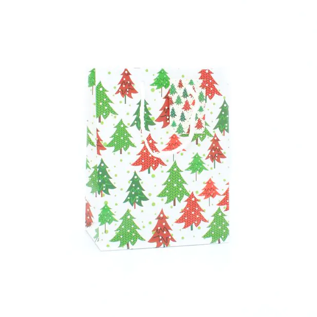 23x18x10cm. Christmas tree design gift bag with tag